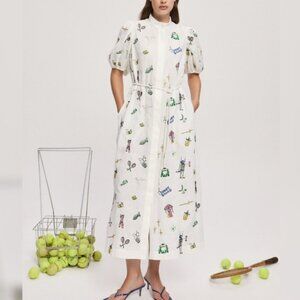 Alemais Play Embroidered Linen Shirt Dress